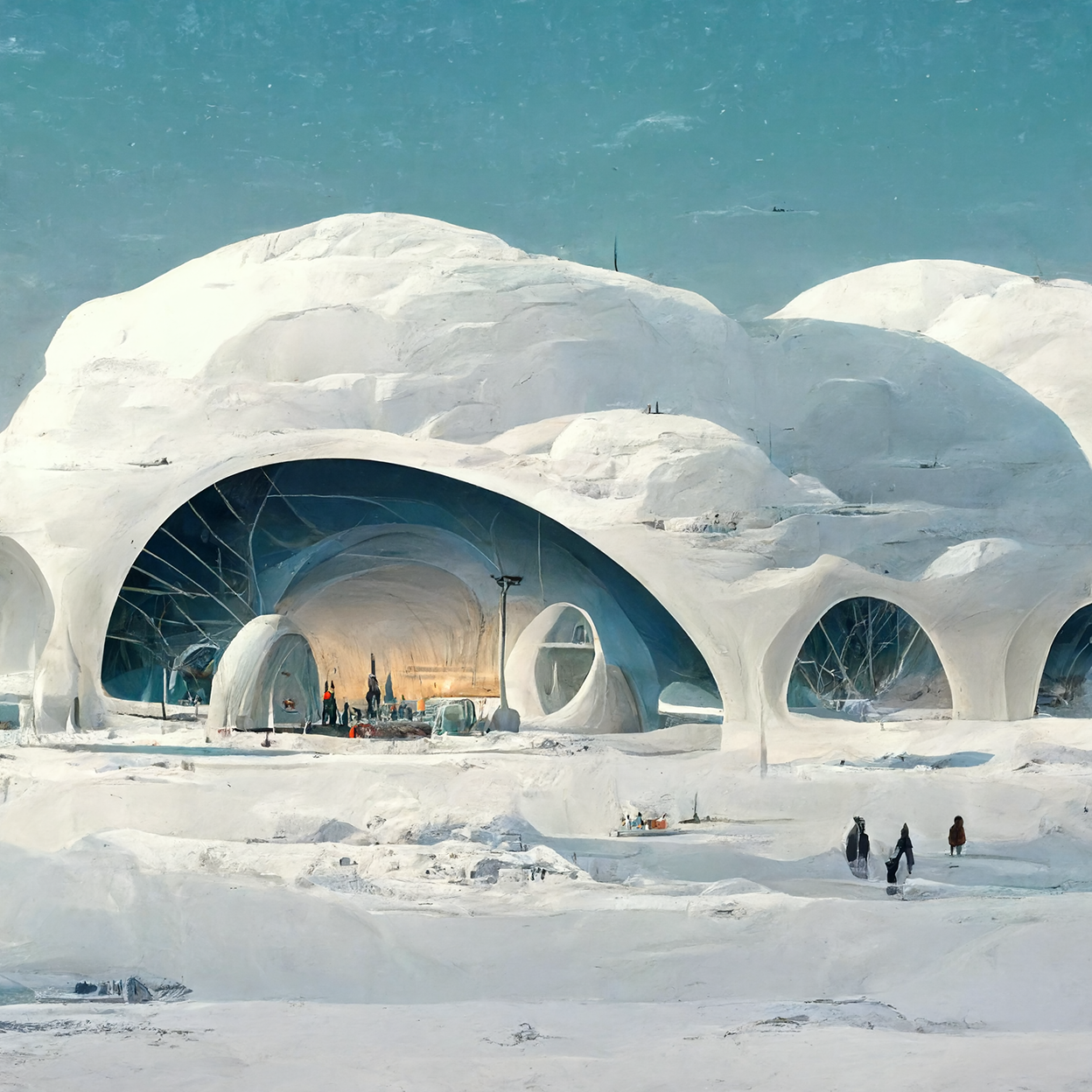 Oraș futurist format din igloo-uri