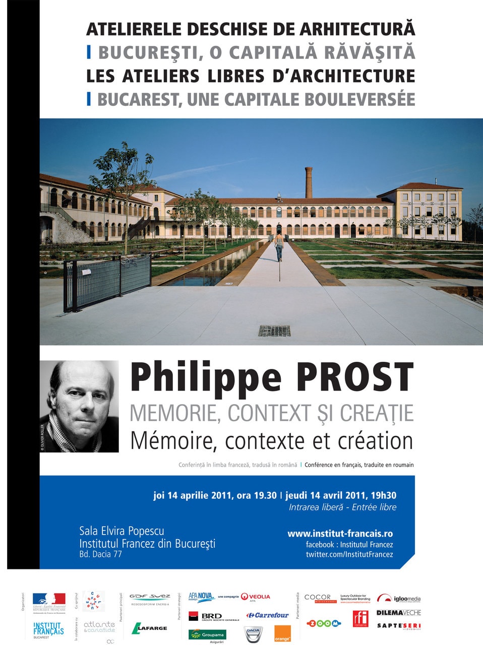 Atelier « Mémoire, contexte et création à Bucarest » avec Philippe Prost, 15 avril, Institut Français de Bucarest